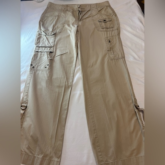 Faded Glory Pants - Faded Glory Beige Wide Leg Cargo Pants with Utility Pockets